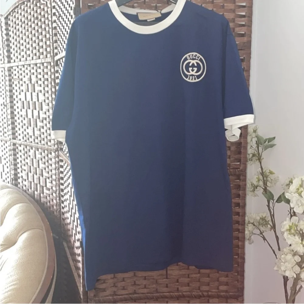 New Gucci 1921 logo embroidery shirt